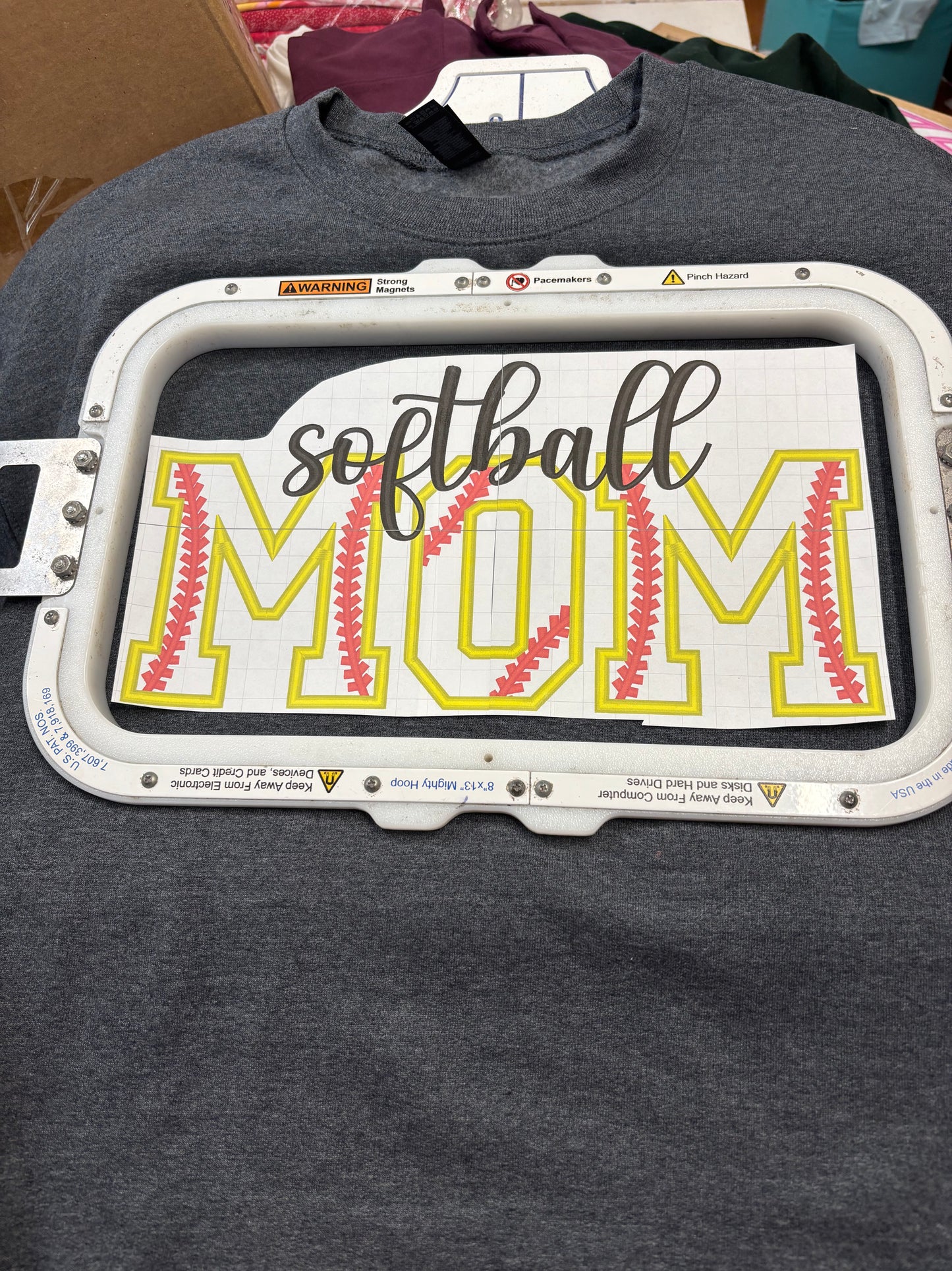 Softball MOM Appliqued Sweatshirt