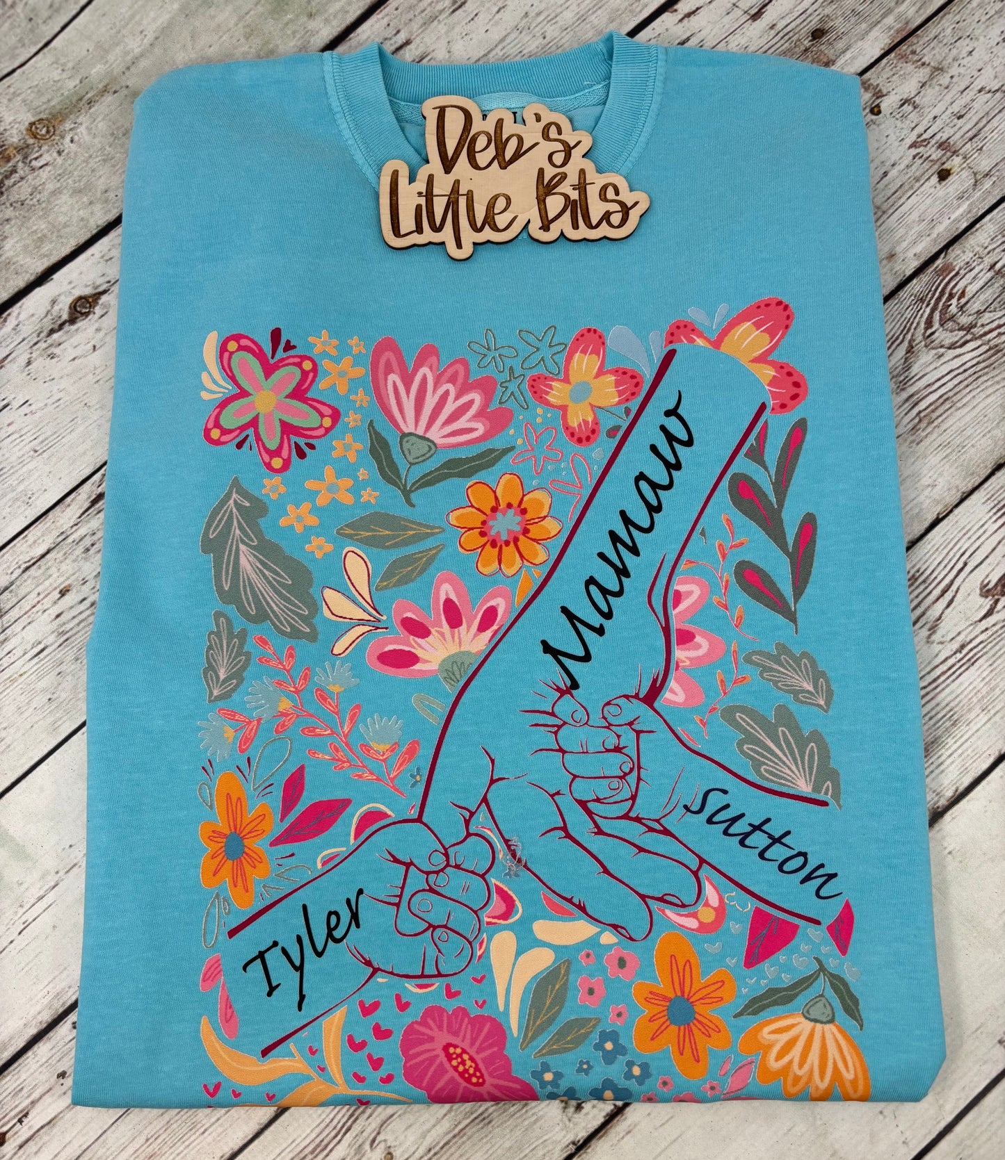 1-10 Hands Boho Floral Mom/ Grandma and Child, Mother's Day.  Custom Name Hand Kid Names, Gift Best Mom Ever
