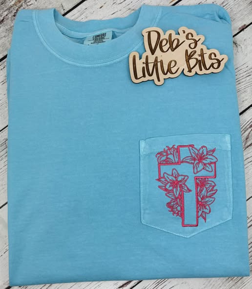 Lily Cross Comfort Colors® Spring Embroidered Pocket Tee