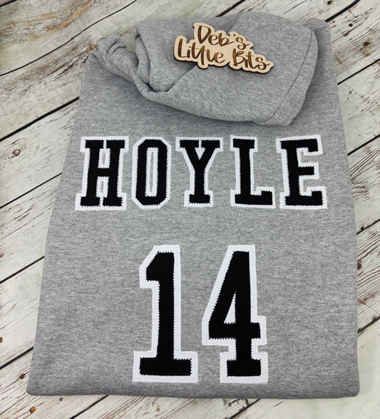 Custom Basketball Player Hoodie – Embroidered Team Front, Appliqué Back