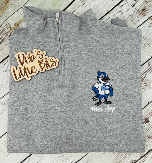 Blue Jay 1/4 Zip Sweatshirt Personalized Sport Grey